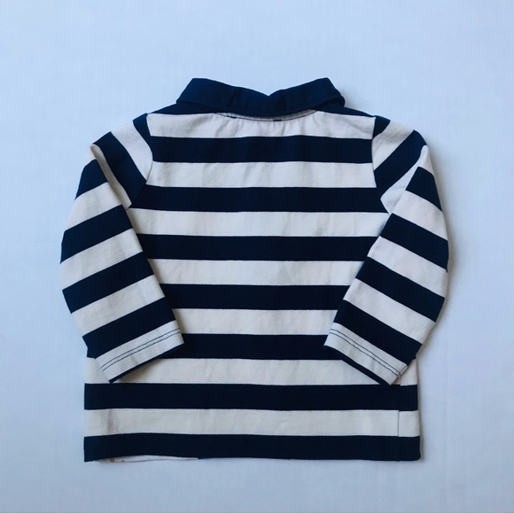 NWOT Du Pareil Au Même (DPAM) Blue Striped Long Sleeve Shirt, Size 9 Months. - Picture 4 of 5